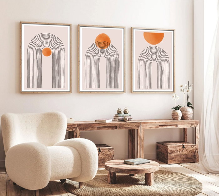 Wallity Pintura Decorativa en MDF con Marco (3 Piezas) 50 x 70 cm